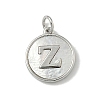 Brass Pave Natural Shell Flat Round with Letter Charms KK-Z115-13P-Z-1