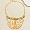 Bohemian Iron and Synthetic Turquoise Multi-Layered Tassel Bib Necklaces for Women IX0795-1