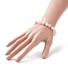 Natural Rose Quartz & Pearl Round Beaded Stretch Bracelet for Women BJEW-JB09246-03-4