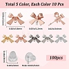 50Pcs 5 Colors Bowknot Brass Stud Earring Findings KK-SP0001-47-2