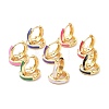 Brass Enamel Hoop Earrings KK-P205-09G-02-1