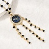 Boho Brass Resin Layered Tassel Evil Eye Pendant Necklaces NJEW-L014-02G-2