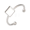 304 Stainless Steel Open Cuff Ring Components STAS-I306-03P-1