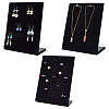   3Pcs 3 Styles Velvet Finger Ring & Necklace & Earring Display Stands ODIS-PH0001-60A-1