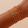 5Pcs 5 Styles Bohemian Style Glass Seed Bead & Brass Beads Stretch Bracelets Set for Women XX3462-5-2