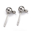 304 Stainless Steel Ball Post Stud Earring Findings X-STAS-Z035-01P-H-2