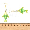 304 Stainless Steel with Glass Cylinder Seed Beads Dangle Earrings EJEW-MZ00815-01-4