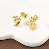 Brass Micro Pave Clear Cubic Zirconia Stud Earrings EJEW-F405-21A-G-5