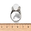 Natural Quartz Crystal Wings Adjustable Rings RJEW-K241-04AS-07-5