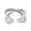 Clear Cubic Zirconia Criss Cross Open Cuff Ring RJEW-I087-06P-3