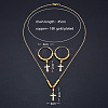 Cross Brass Pendant Necklaces & Hoop Earrings Sets FS-WGF4D6C-01-4