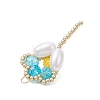 Glass Seed Beaded Tulip Pendants PALLOY-MZ01214-02-4