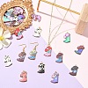 24Pcs 12 Styles Light Gold Alloy Printed Pendants FIND-YW0011-62-4