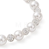 Polymer Clay Rhinestone & Shell Pearl Beads Stretch Bracelets for Women BJEW-JB13191-4