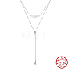 925 Sterling Silver Double Layer Necklaces NJEW-L116-11P-1