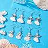 Angel Spiral Shell & Glass Pearl Dangle Earrings EJEW-JE05838-2