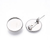 304 Stainless Steel Brooch Cabochon Settings STAS-E547-08E-P-1