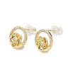 Brass Micro Pave Cubic Zirconia Stud Earrings for Women CU-CBAFF5B-11G-4