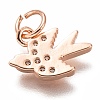 Brass Micro Pave Clear Cubic Zirconia Charms ZIRC-C020-48RG-2