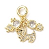 Brass Micro Pave Clear Cubic Zirconia European Dangle Charms LS-KK-K368-30G-1