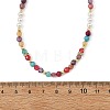 Natural Agate(Dyed & Heated) Faceted Round & White Round Shell Pearl Beaded Necklaces NJEW-JN06548-4