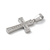 304 Stainless Steel Micro Pave Cubic Zirconia Pendants STAS-Z107-08P-09-2