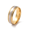 Two Tone 201 Stainless Steel Grooved Line Finger Ring for Women RJEW-I089-32B-1