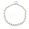 Ocean Synthetic Turquoise Starfish and Dyed Round Natural White Jade Beaded Necklaces NJEW-JN06201-3