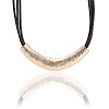 Alloy Curved Tube Pendant Black Cord Multi-strand Necklaces for Women FS-WGCA1C9-02-1