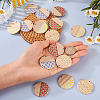 16Pcs 4 Colors Printed Resin & Wood Pendants WOOD-BT0001-13-6
