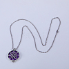 Alloy Hollow Flower Diffuser Locket Pendant Necklaces with Purple Velvet Aromatherapy Tablets Inside ZC3163-3