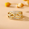 Brass Micro Pave Clear Cubic Zirconia Finger Rings WG69198-02-1