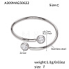 304 Stainless Steel Pave Clear Cubic Zirconia Cuff Open Rings WG1C9FF-04-1