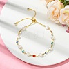 Adjustable Brass & Glass & Natural Cultured Freshwater Pearl Beads Slider Bracelets BJEW-JB14109-1