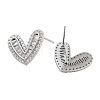 Rack Plating Heart Brass Stud Earrings EJEW-N055-37P-RS-2