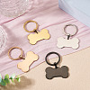 4Pcs 4 Colors Stainless Steel Bone Keychains KEYC-TA0004-80A-4
