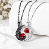 Alloy Siam Rhinestone Couple Angle Evil Wing Heart Pendant Necklaces Set FS-WGC1EEF-01-2