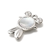 304 Stainless Steel Pave Natural White Shell Pendants STAS-C122-21F-02P-2