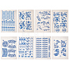 8 Sheets 8 Style Paper Ceramic Decals DIY-BC0006-35-1