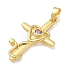 Brass Micro Pave Pink Cubic Zirconia Pendants CU-CBA280C-09G-2