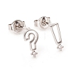 Brass Micro Pave Clear Cubic Zirconia Punctuation Ear Studs X-EJEW-G281-12P-1