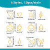 60Pcs 6 Style 201 Stainless Steel Charms STAS-DC0010-31-2