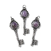 Key Brass Natural Amethyst Big Pendants KK-D361-01AS-16-1