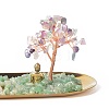 Natural Fluorite Money Tree Buddha Sculpture Set Incense Burner & Natural Green Aventurine on Trays for Wealth DJEW-G027-19RG-06-3