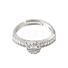 Brass Micro Pave Clear Cubic Zirconia Cuff Open Rings CU-CBA5C10-18P-4