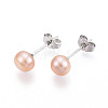 Pearl Ball Stud Earrings EJEW-Q701-01A-01-3