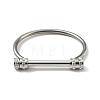 304 Stainless Steel D Shape Bar Screw Bangle with Cubic Zirconia STAS-E057-01P-2