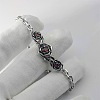 Vintage Alloy Ruby Rhinestone Rose Flower Link Bracelets WGBBDAC-01-4