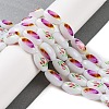 Printing Glass Oval Beads for Necklaces Bracelets Making GLAA-B020-01A-12-2