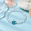 Beach Starfish Dyed Synthetic Turquoise Bead Bracelets BJEW-JB10252-02-4